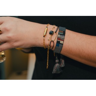BRACELET CORDON ET OVALE ACIER INOXYDABLE GOLD PETIT PRIX