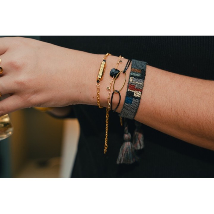 BRACELET CORDON ET OVALE ACIER INOXYDABLE GOLD PETIT PRIX