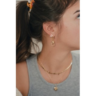 PUCE CRISTAL CISELE SERTI DE STRASS ACIER INOXYDABLE GOLD PETIT PRIX