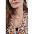 COLLIER PERLES FACETTES BLANCHES ACIER INOXYDABLE GOLD PETIT PRIX