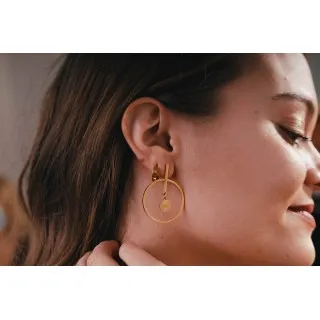 BOUCLES CREOLES EPAISSES ACIER INOXYDABLE GOLD PETIT PRIX