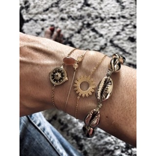 BRACELET MEDAILLE SOLEIL GOLD ACIER INOXYDABLE PETIT PRIX