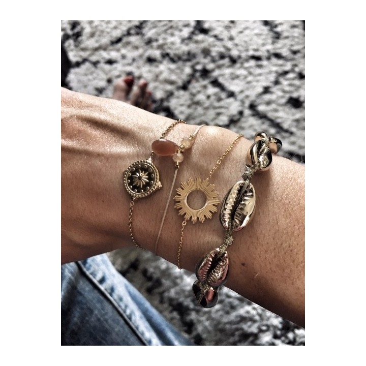 BRACELET MEDAILLE SOLEIL GOLD ACIER INOXYDABLE PETIT PRIX