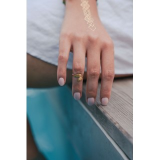 BAGUE DE PHALANGE FEUILLES GRAVEES ACIER INOXYDABLE GOLD PETIT PRIX