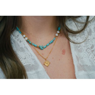 COLLIER COEUR SACRE STRASS ACIER INOXYDABLE GOLD PETIT PRIX