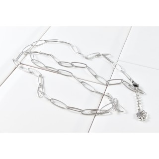 COLLIER SAUTOIR GROSSE MAILLE ACIER INOXYDABLE SILVER PETIT PRIX