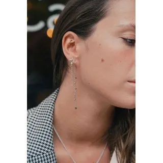 PUCE FLEUR STRASS ET CHAINETTE ACIER INOXYDABLE SILVER PETIT PRIX