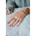 BAGUE ELASTIQUE COEUR ET ETOILE ACIER INOXYDABLE GOLD PETIT PRIX