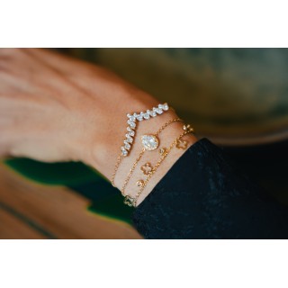 BRACELET PERLES GRIS METALLISE MEDAILLON ACIER INOX GOLD PETIT PRIX