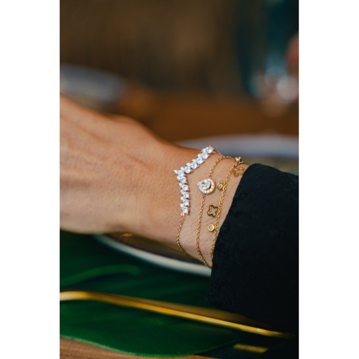 BRACELET GOUTE STRASS ACIER INOXYDABLE GOLD PETIT PRIX