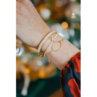 BRACELET PERLES GRIS METALLISE MEDAILLON ACIER INOX GOLD PETIT PRIX