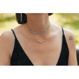 COLLIER VAGUE STRASS ACIER INOXYDABLE SILVER PETIT PRIX