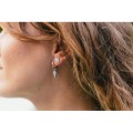 BOUCLE FEUILLE STRASS ACIER INOXYDABLE SILVER PETIT PRIX