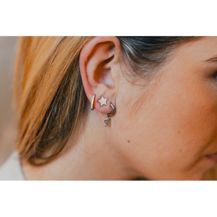 PUCE ETOILE STRASS ACIER INOXYDABLE SILVER PETIT PRIX