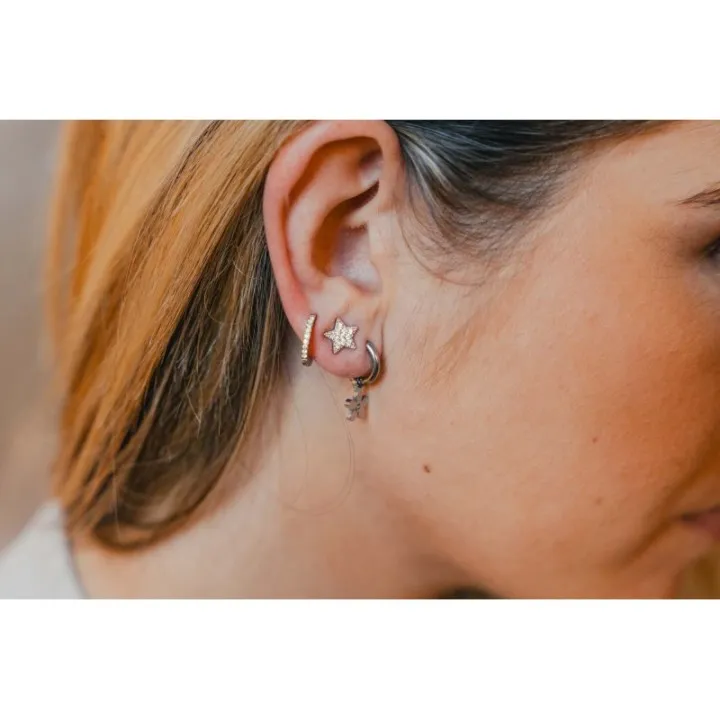 PUCE ETOILE STRASS ACIER INOXYDABLE SILVER PETIT PRIX