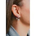 BOUCLE CREOLE CRISTAL CISELE ACIER INOXYDABLE SILVER PETIT PRIX