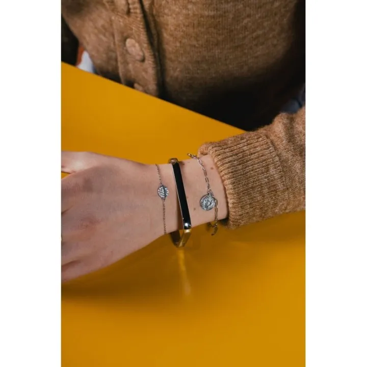 BRACELET SATURNE STRASS ACIER INOXYDABLE SILVER PETIT PRIX