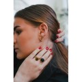 PUCE ALLONGEE OEIL STRASS ACIER INOXYDABLE GOLD PETIT PRIX