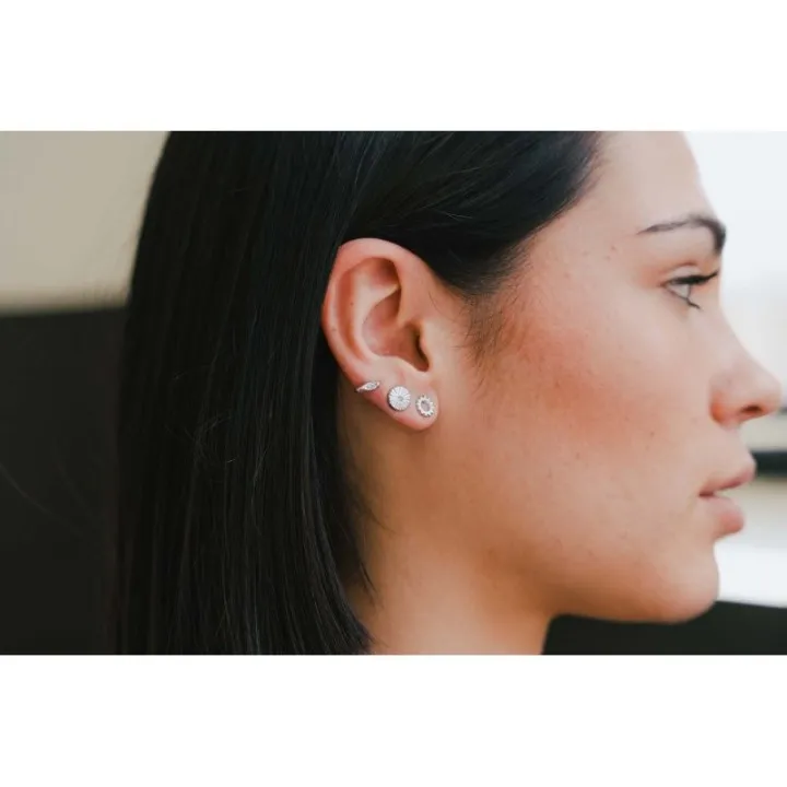 PUCE ALLONGEE OEIL STRASS ACIER INOXYDABLE SILVER PETIT PRIX