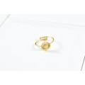 BAGUE RONDE FLEUR ACIER INOXYDABLE GOLD PETIT PRIX