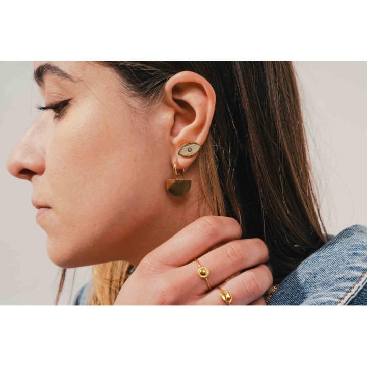 BOUCLES ANNEAUX ENTRELACES ACIER INOXYDABLE SILVER PETIT PRIX