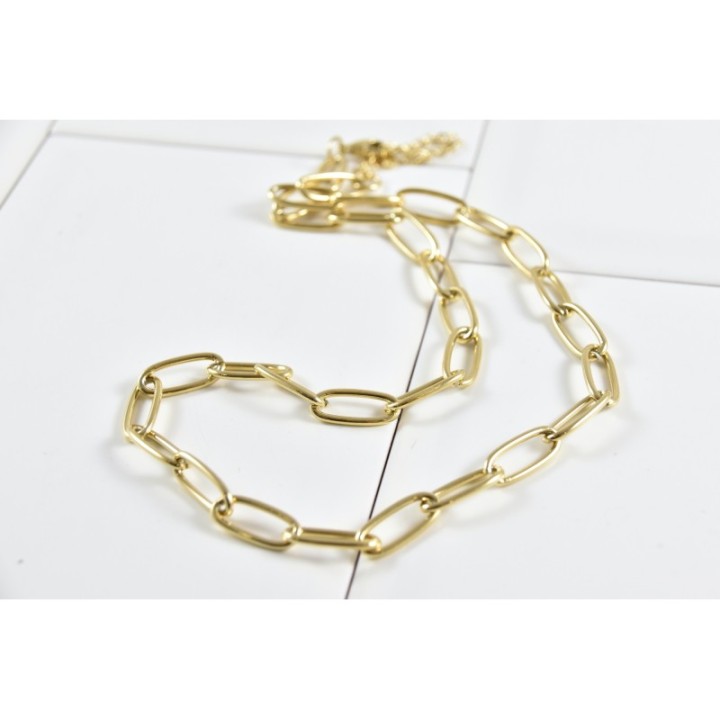 COLLIER GROSSE MAILLE ACIER INOXYDABLE GOLD PETIT PRIX