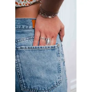 BRACELET PASTILLES RONDES ET RECTANGLE ACIER INOX SILVER PETIT PRIX