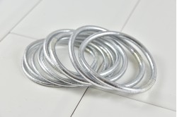 Shiny silver Buddhist bangle