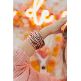 JONC BOUDDHISTE TIBETAINS KUMLAI TORSADE ROSE GOLD PAS CHER