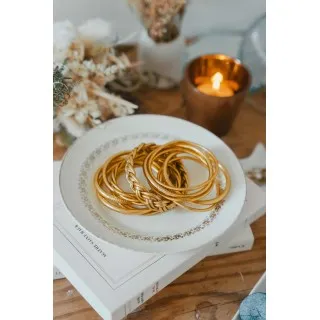 JONC BOUDDHISTE TIBETAIN KUMLAI TORSADE LIGHT GOLD PAS CHER