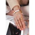 BAGUE PERLES ET STRASS MULTICOLORES ACIER INOXYDABLE GOLD PETIT PRIX