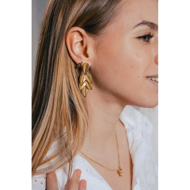 PUCE TIGE NOUEE ACIER INOXYDABLE GOLD PETIT PRIX