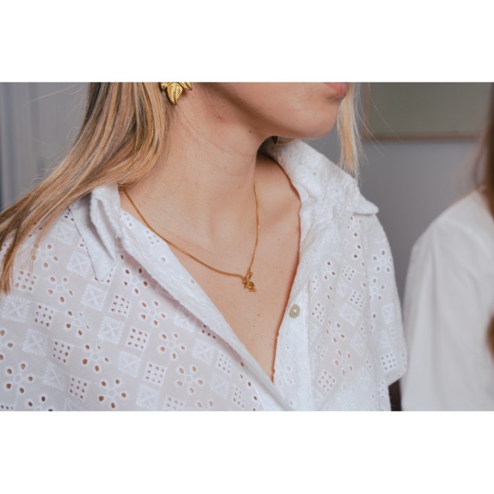 COLLIER MAILLE SERPENT NOEUDS ACIER INOXYDABLE GOLD PETIT PRIX