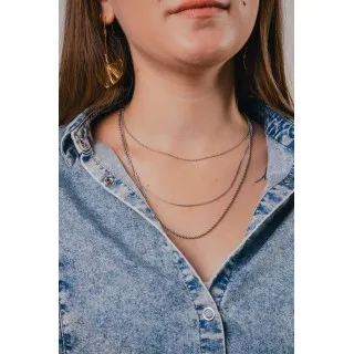 COLLIER TRIPLE RANGS ACIER INOXYDABLE SILVER PETIT PRIX