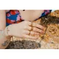 BAGUE TIGE ET PERLES ACIER INOXYDABLE GOLD PETIT PRIX