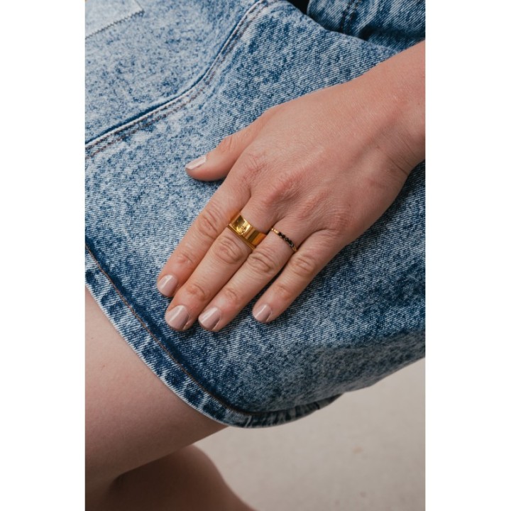 BAGUE ELASTIQUE COEUR ET ETOILE ACIER INOXYDABLE GOLD PETIT PRIX