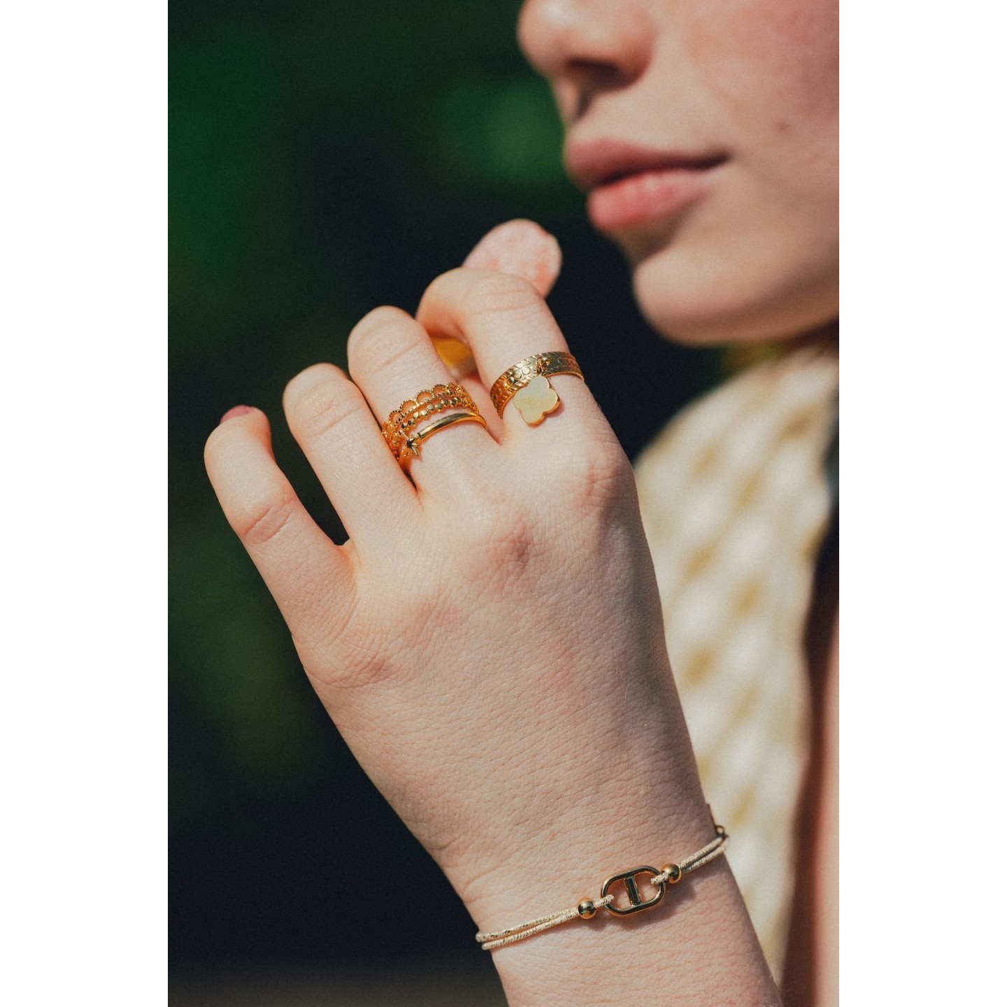 BAGUE Trèfle A Quatre Feuilles Et Nacre BRONZALLURE