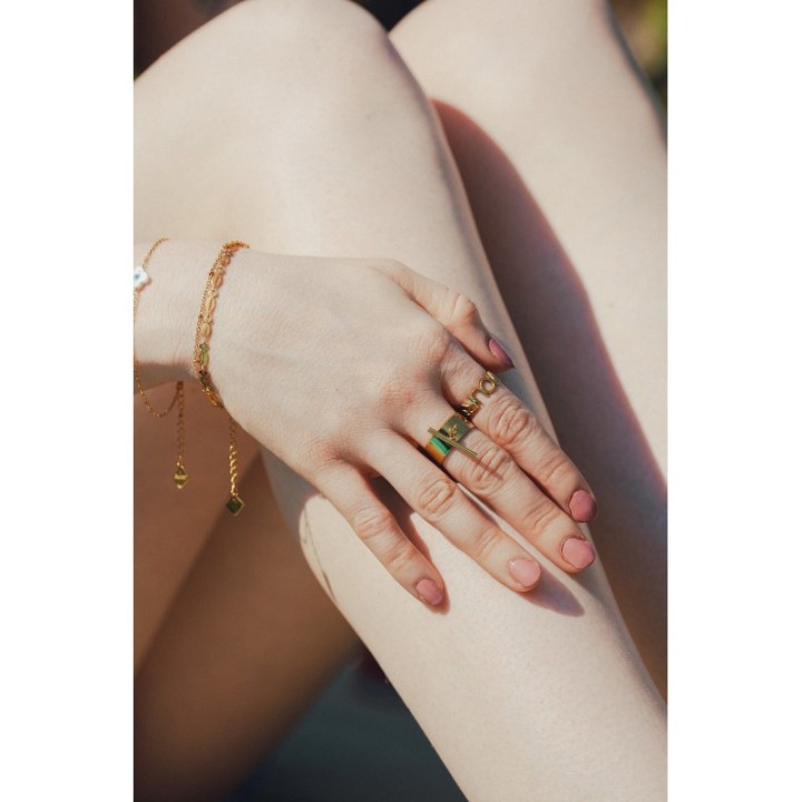 BAGUE CISELEE AMPOUR ACIER INOXYDABLE GOLD PETIT PRIX