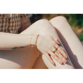 BRACELET OEIL TREFLE ACIER INOXYDABLE GOLD PETIT PRIX