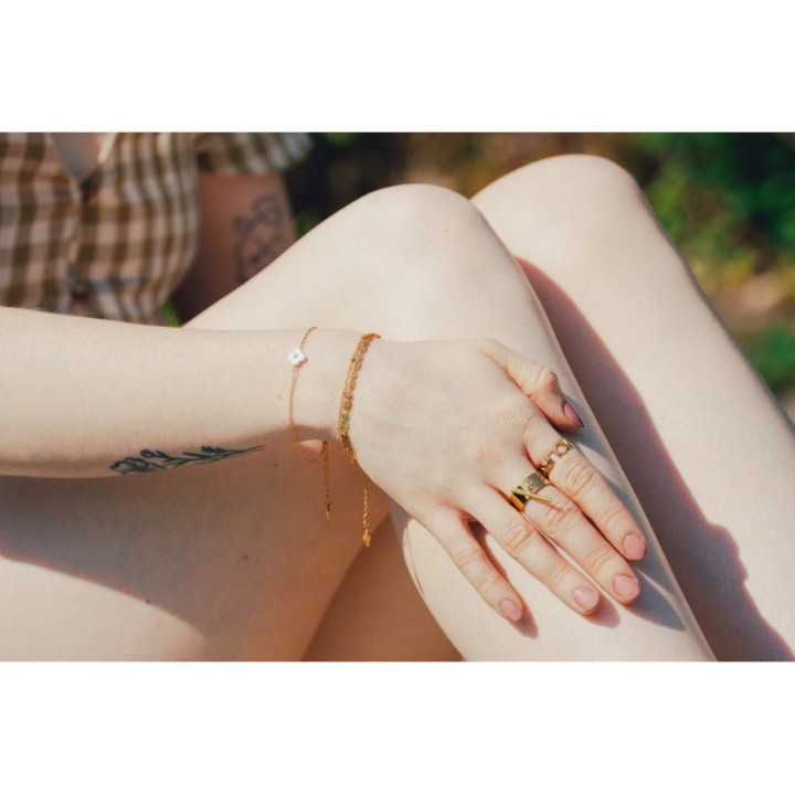 BRACELET OEIL TREFLE ACIER INOXYDABLE GOLD PETIT PRIX