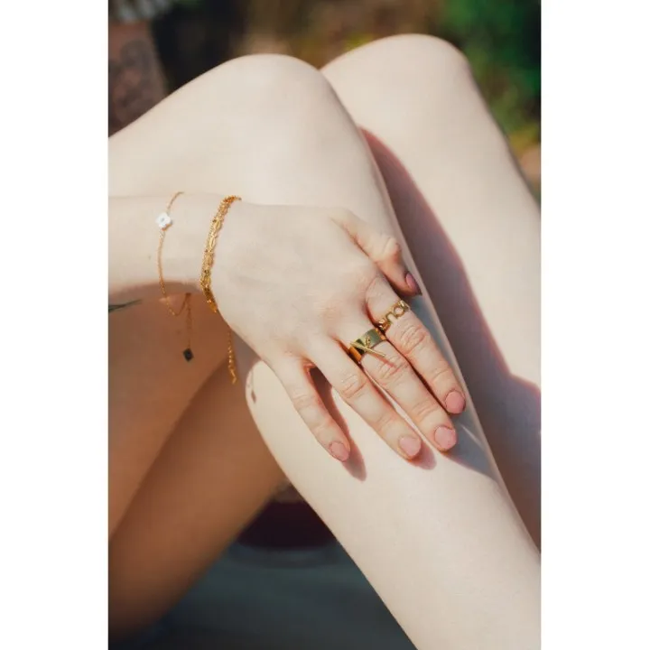 BRACELET OEIL TREFLE ACIER INOXYDABLE GOLD PETIT PRIX