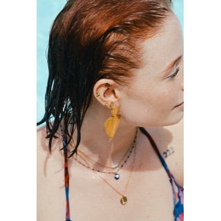 BOUCLES FEUILLES GRAVEES ACIER INOXYDABLE GOLD PETIT PRIX