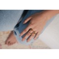 BAGUE MARTELEE PASTILLES MULTICOLORES ACIER INOXYDABLE GOLD PETIT PRIX
