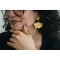 BAGUE ELASTIQUE COEUR ET ETOILE ACIER INOXYDABLE GOLD PETIT PRIX