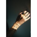 BRACELET PERLES GRIS METALLISE MEDAILLON ACIER INOX GOLD PETIT PRIX