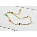 BRACELET MAILLONS COURBES MULTICOLORE ACIER INOX GOLD PETIT PRIX
