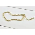 BRACELET PERLES GRIS METALLISE MEDAILLON ACIER INOX GOLD PETIT PRIX