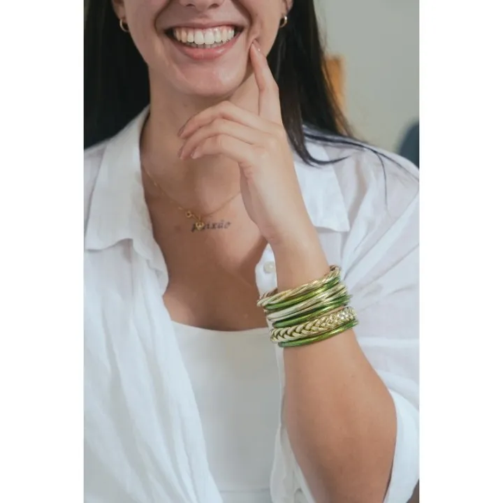 JONC BOUDDHISTE TIBETAIN KUMLAI TORSADE LIGHT GREEN PAS CHER