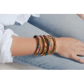 JONC BOUDDHISTE TIBETAIN KUMLAI TORSADE LIGHT GOLD PAS CHER