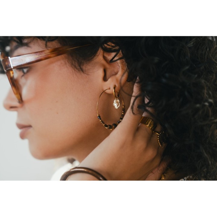 BOUCLE CREOLE FLEUR ACIER INOX GOLD PETIT PRIX
